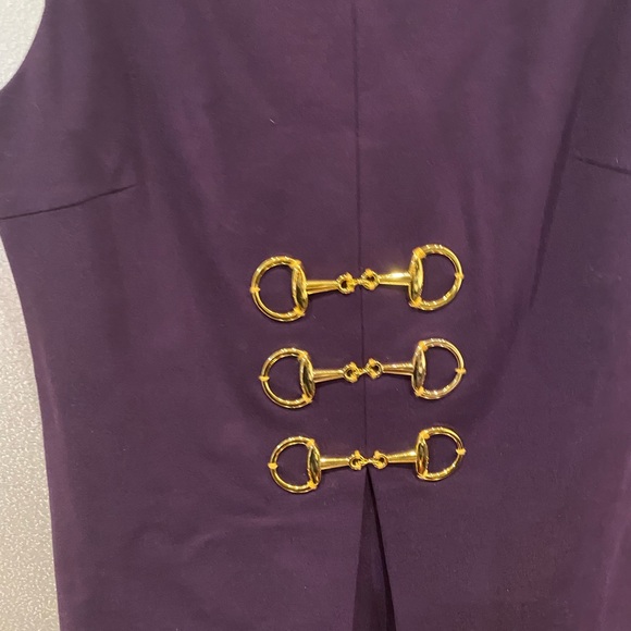Purple sleeveless dress, horsebit details in middle. Size L fits a M - Picture 5 of 5